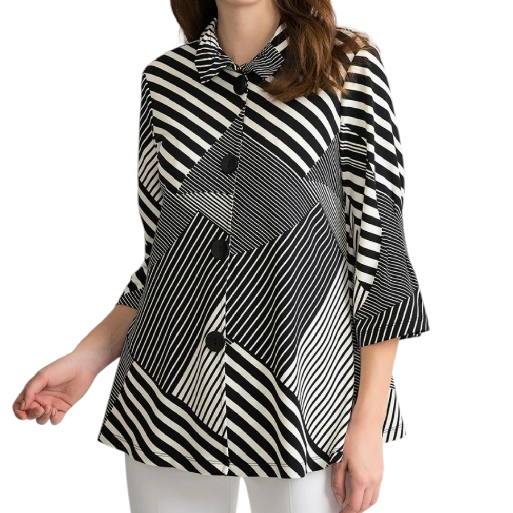 Joseph Ribkoff Black And White Striped Jacket Style ...Size 10